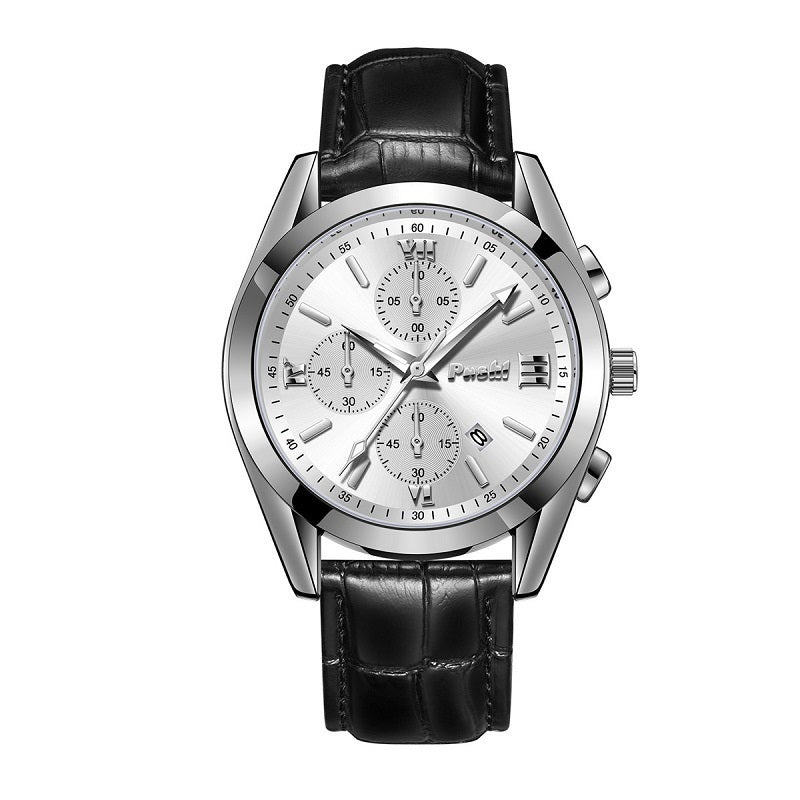 Fashion Men's Quartz Watch High-end Business Waterproof Watch Genuine Leather