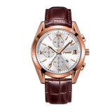 Fashion Men's Quartz Watch High-end Business Waterproof Watch Genuine Leather