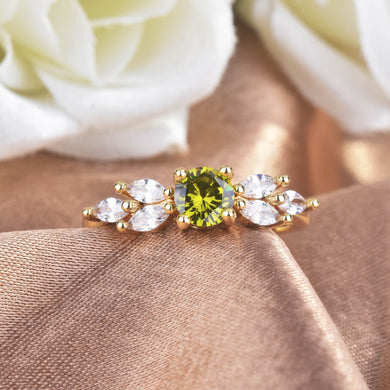 Classic Style Cross-border New Arrival European And American Olive Green Zircon Ring