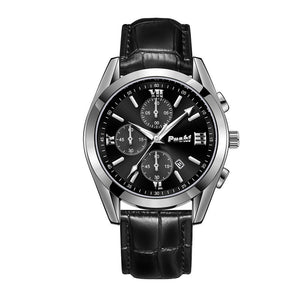Fashion Men's Quartz Watch High-end Business Waterproof Watch Genuine Leather