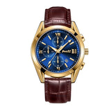Fashion Men's Quartz Watch High-end Business Waterproof Watch Genuine Leather