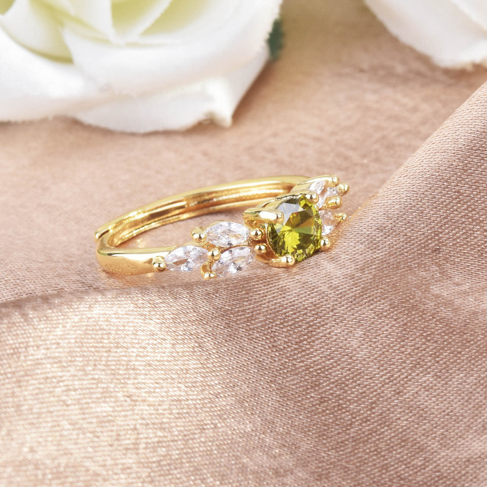 Classic Style Cross-border New Arrival European And American Olive Green Zircon Ring