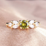 Classic Style Cross-border New Arrival European And American Olive Green Zircon Ring