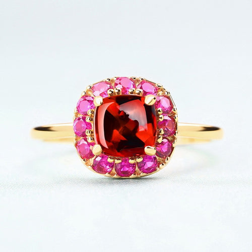 Light Luxury Vintage Sterling Silver Plated Colorful Treasure Flower Ring